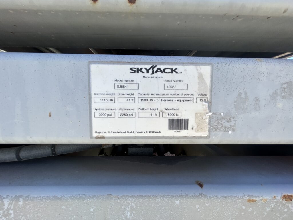 2006 Skyjack SJ8841RT – 41′ Rough Terrain Scissor Lift